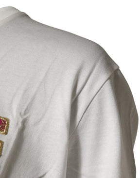 Dolce & Gabbana Weißes Logo-T-Shirt mit Rundhalsausschnitt und kurzen Ärmeln