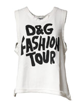 Dolce & Gabbana Weißes Grafik-Tanktop mit Rundhalsausschnitt