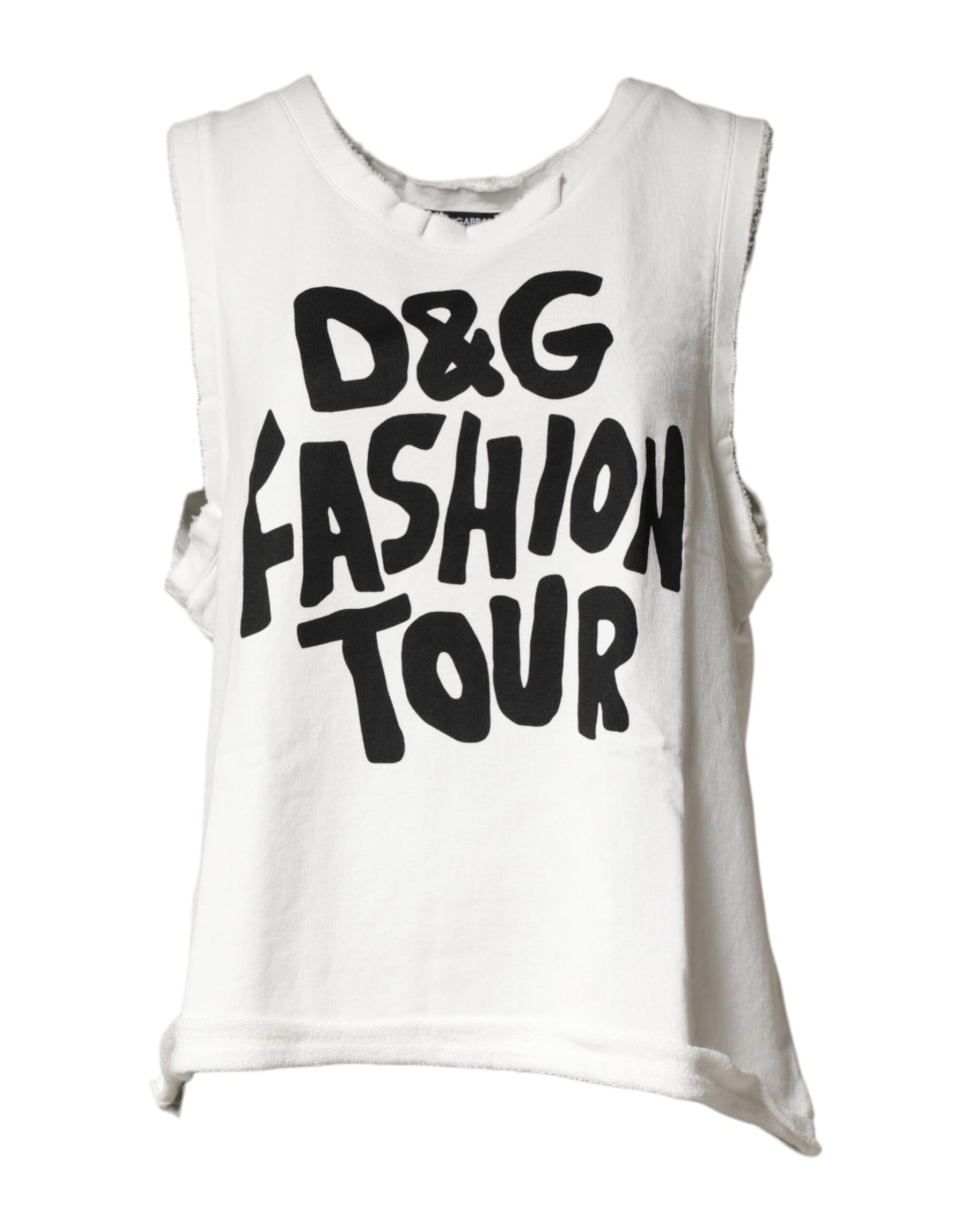 Dolce & Gabbana Weißes Grafik-Tanktop mit Rundhalsausschnitt