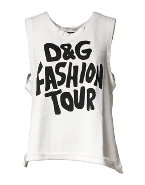 Dolce & Gabbana Weißes Grafik-Tanktop mit Rundhalsausschnitt