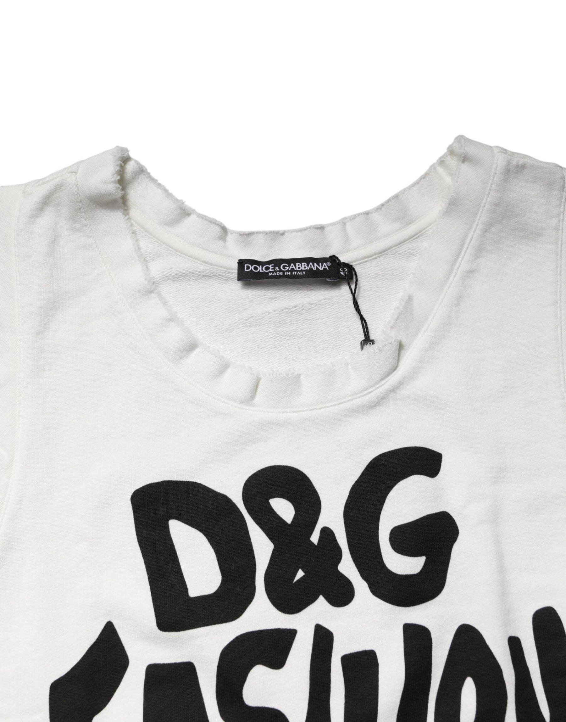 Dolce & Gabbana Weißes Grafik-Tanktop mit Rundhalsausschnitt