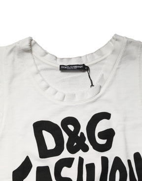 Dolce & Gabbana Weißes Grafik-Tanktop mit Rundhalsausschnitt