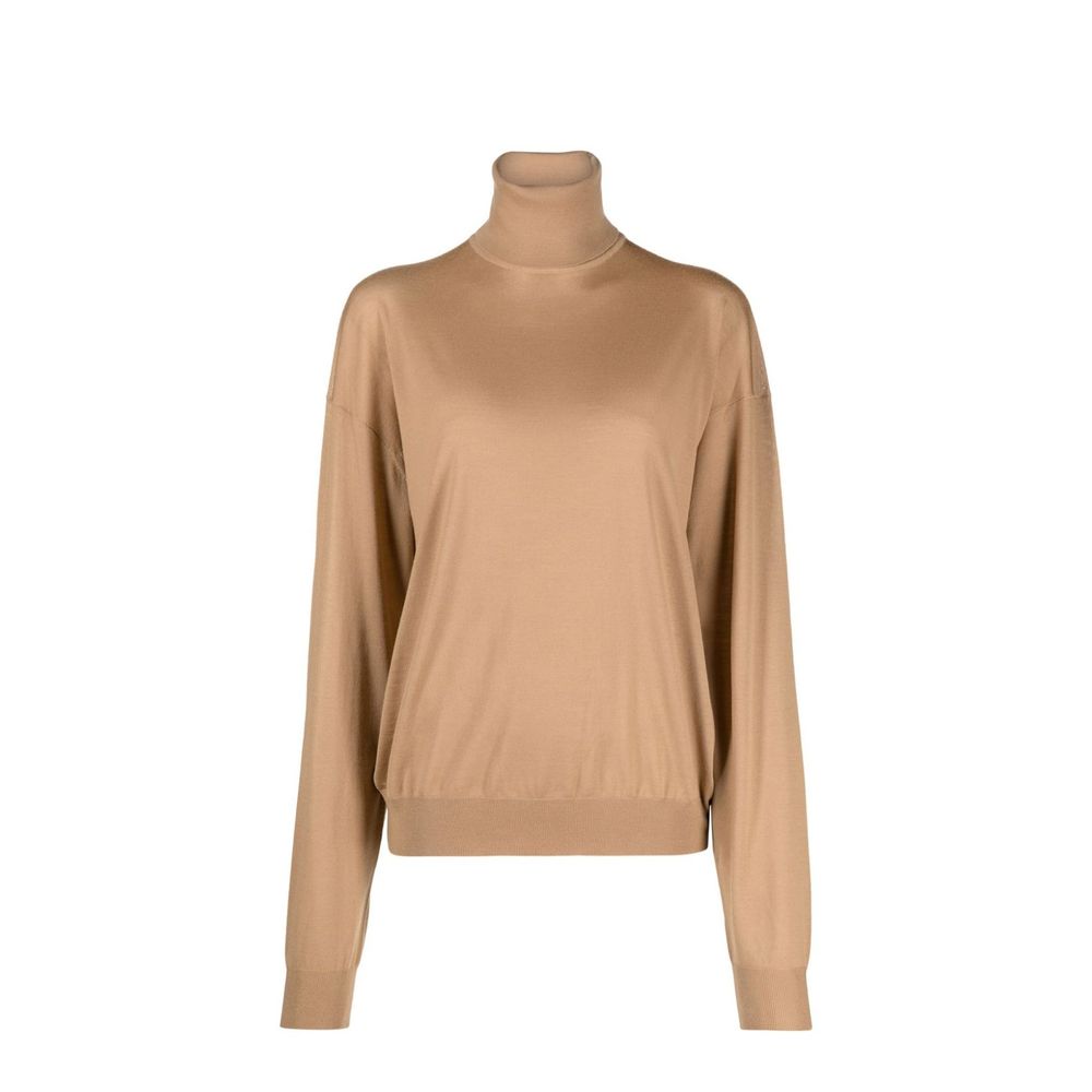 Saint Laurent Brauner Rollkragenpullover aus reiner Schurwolle