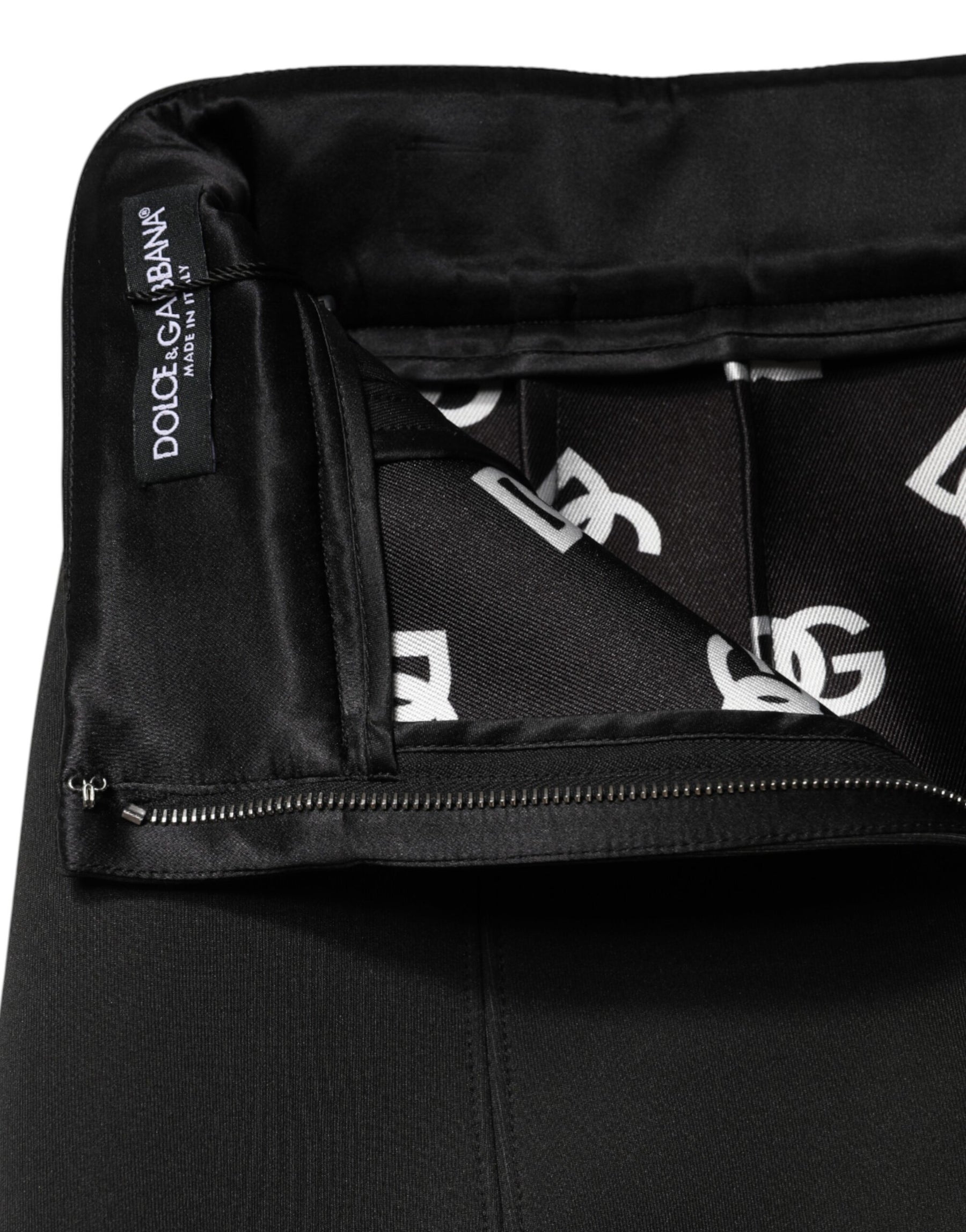 Dolce & Gabbana Schwarzer Minirock aus Nylon im Bleistift-Schnitt mit hoher Taille