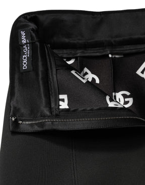Dolce & Gabbana Schwarzer Minirock aus Nylon im Bleistift-Schnitt mit hoher Taille