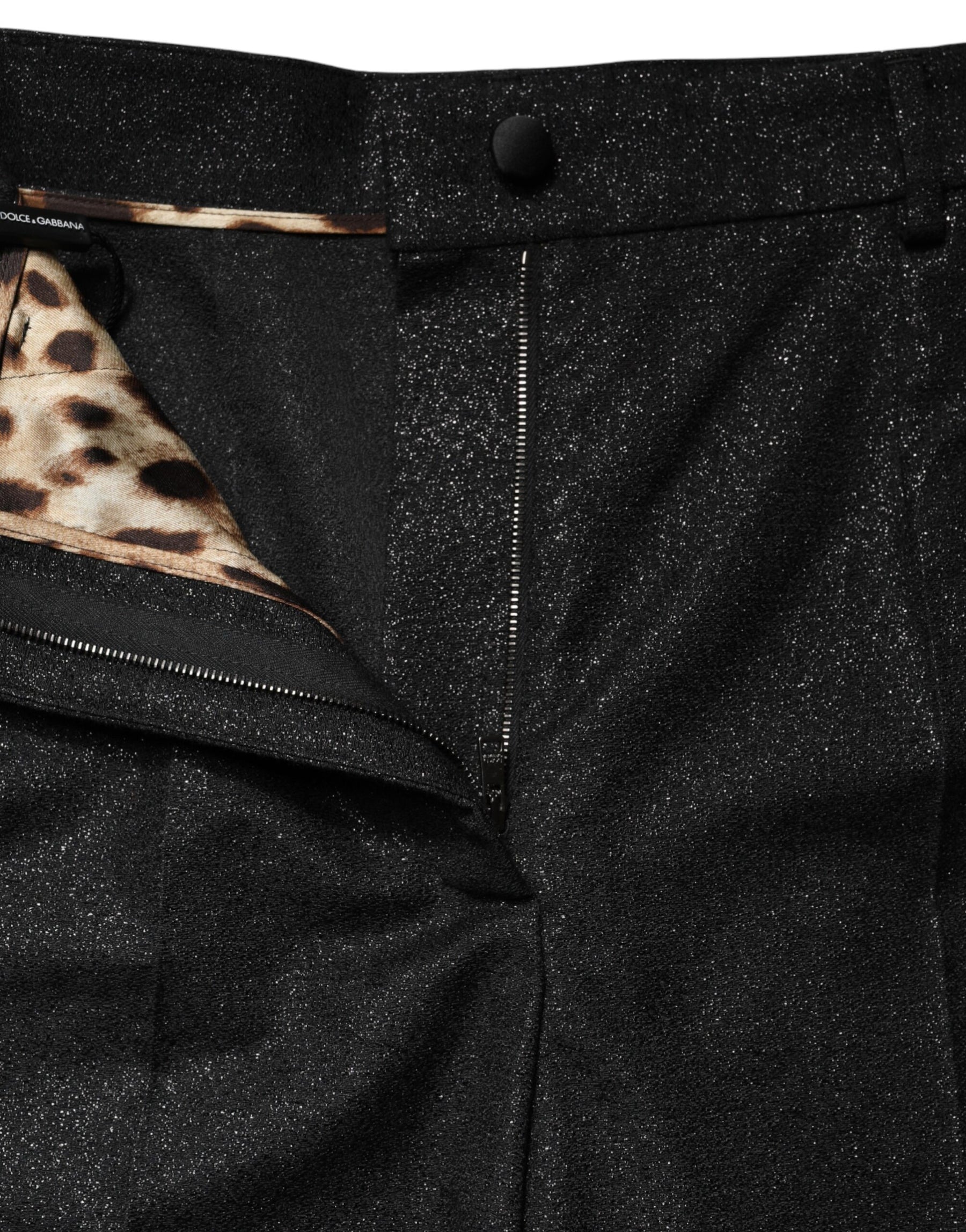 Dolce & Gabbana Schwarze Polyester-Shorts mit hohem Bund und lässigem Schnitt