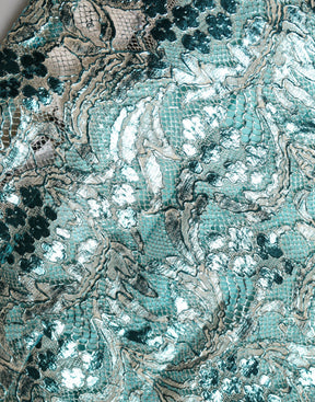 Dolce & Gabbana Blauer Blumen-Brocat Mini-Rock mit hohem Bund