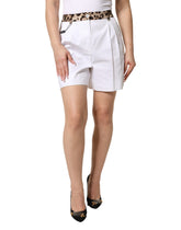 Dolce & Gabbana Weiße Baumwoll-Bermuda-Shorts mit hoher Taille