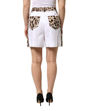 Dolce & Gabbana Weiße Baumwoll-Bermuda-Shorts mit hoher Taille