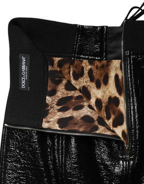 Dolce & Gabbana Schwarzer Minirock aus Nylon mit Ösen-Details