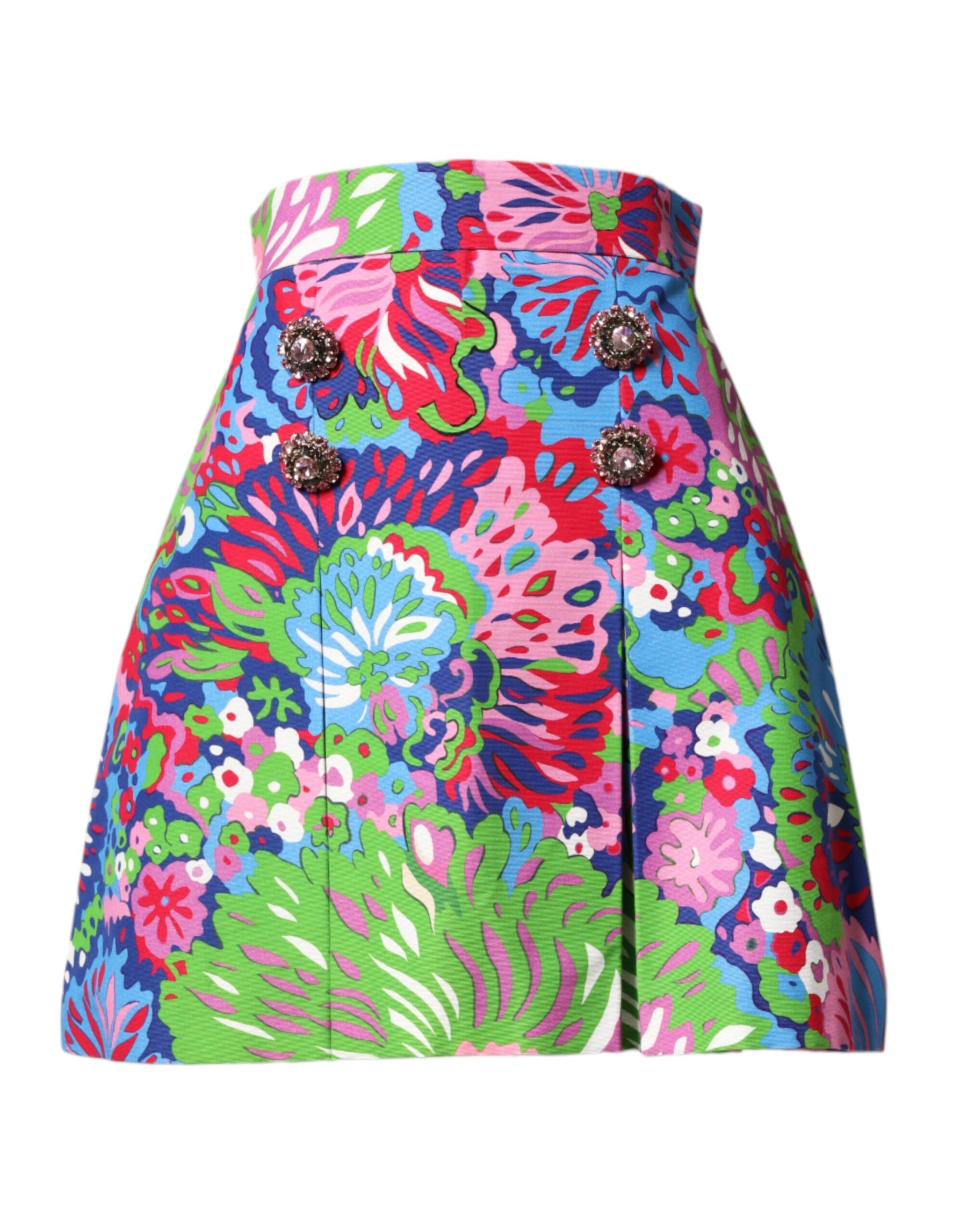 Dolce & Gabbana Bunte Blumen-Shorts mit Knöpfen und hoher Taille