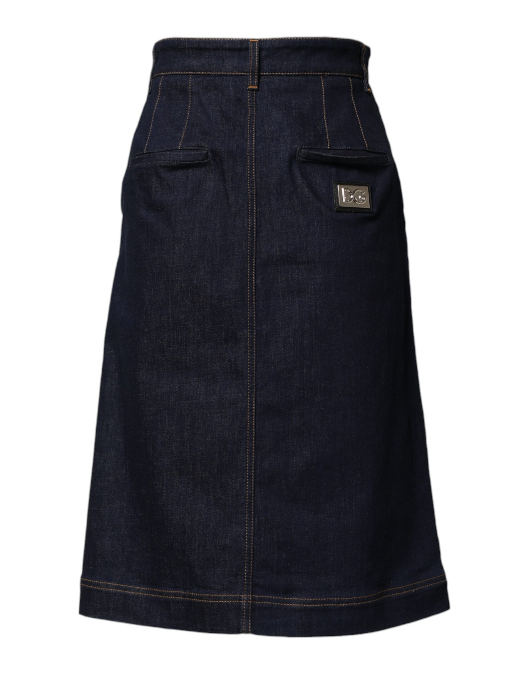 Dolce & Gabbana Dunkelblauer Baumwoll-A-Linien-Denim-Midi-Rock