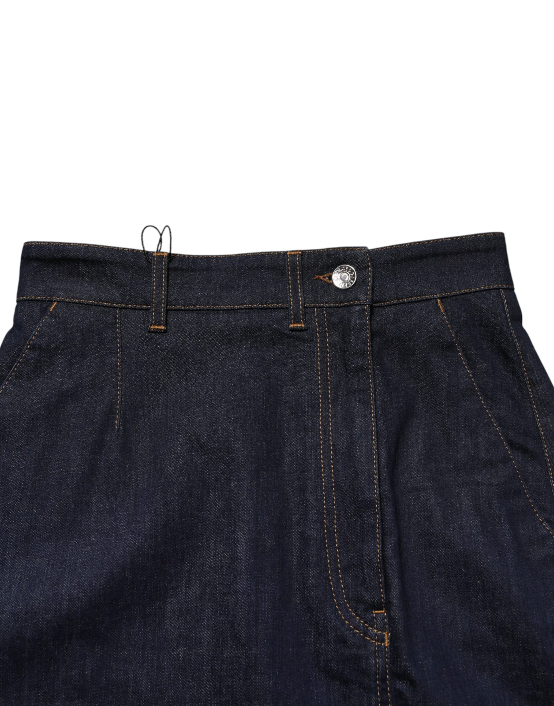 Dolce & Gabbana Dunkelblauer Baumwoll-A-Linien-Denim-Midi-Rock