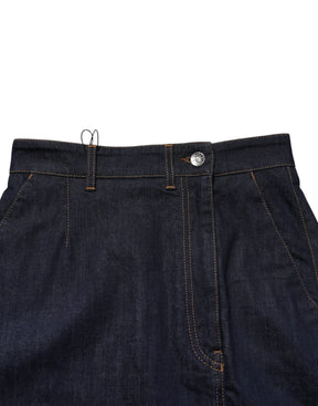 Dolce & Gabbana Dunkelblauer Baumwoll-A-Linien-Denim-Midi-Rock