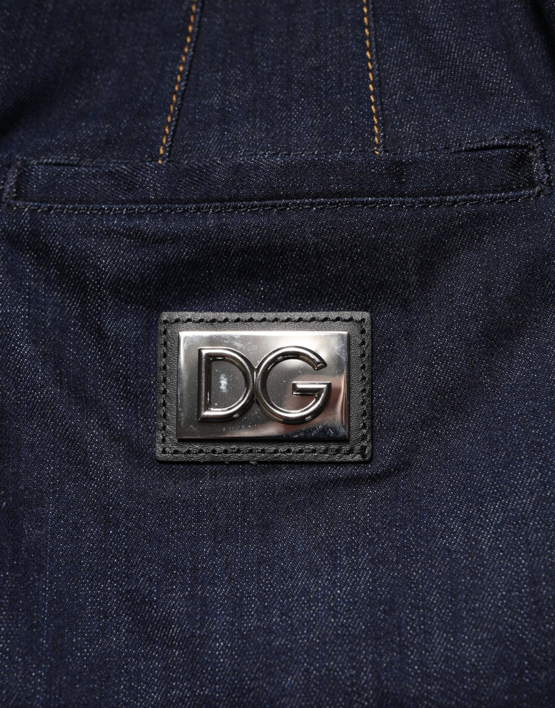 Dolce & Gabbana Dunkelblauer Baumwoll-A-Linien-Denim-Midi-Rock