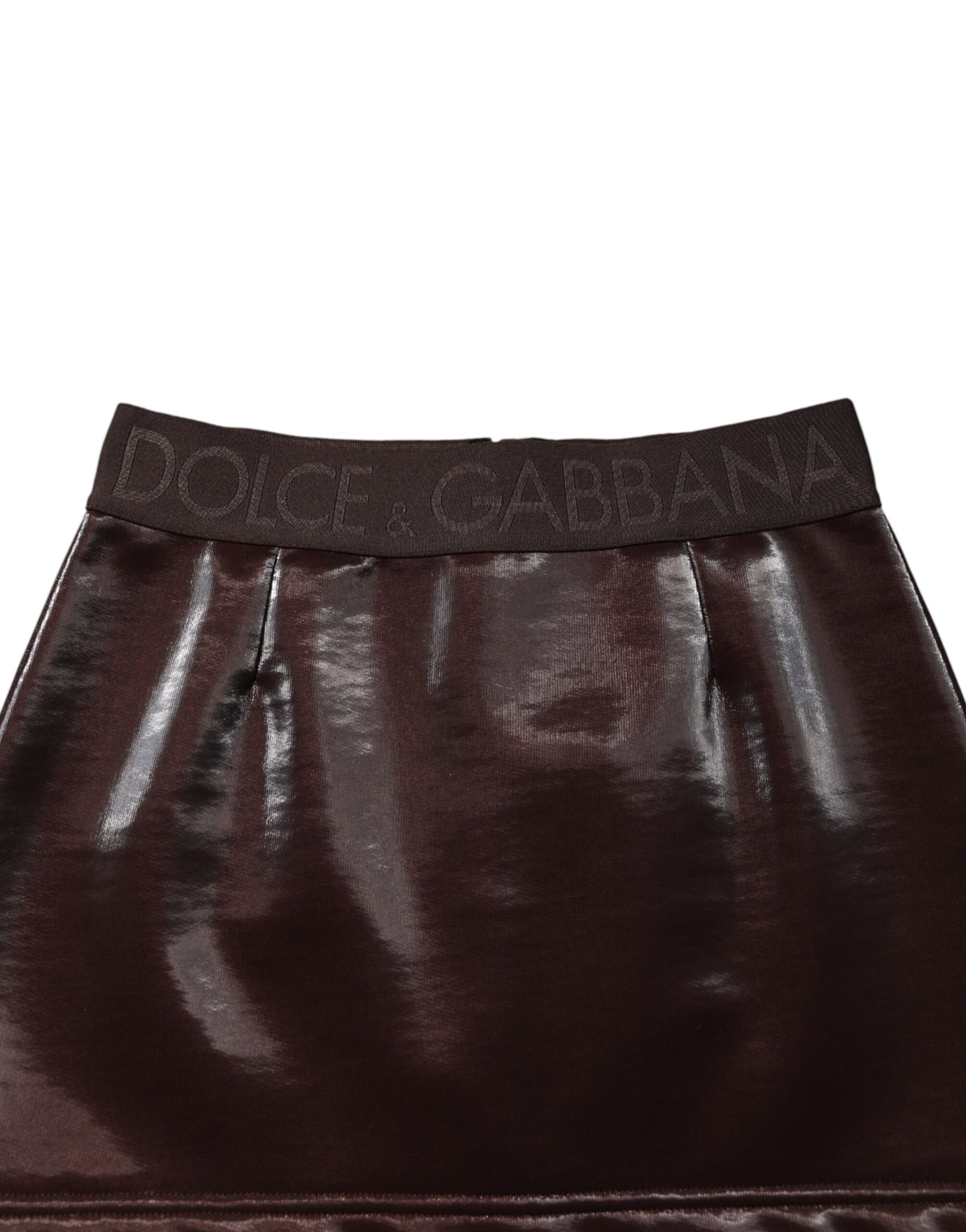 Dolce & Gabbana Dunkelbrauner, taillierter Minirock aus Baumwolle mit hohem Bund