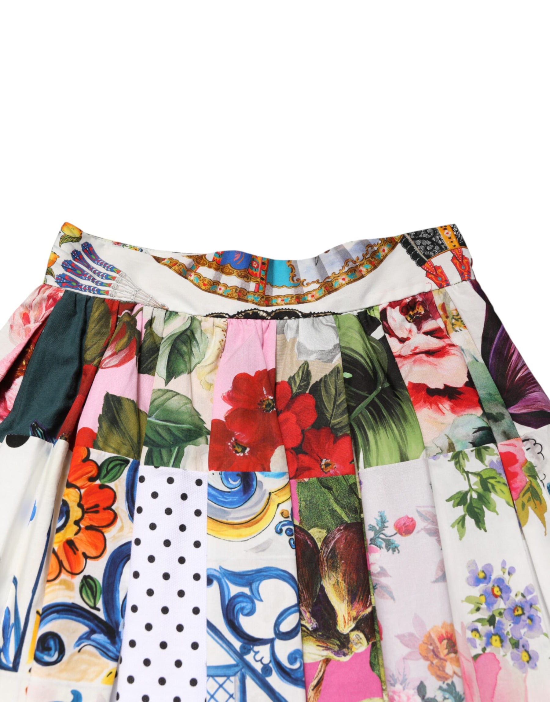 Dolce & Gabbana Bunter Patchwork-Rock mit hoher Taille und Midi-Länge