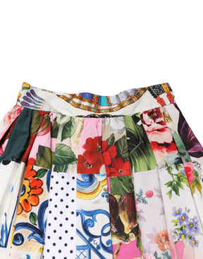 Dolce & Gabbana Bunter Patchwork-Rock mit hoher Taille und Midi-Länge