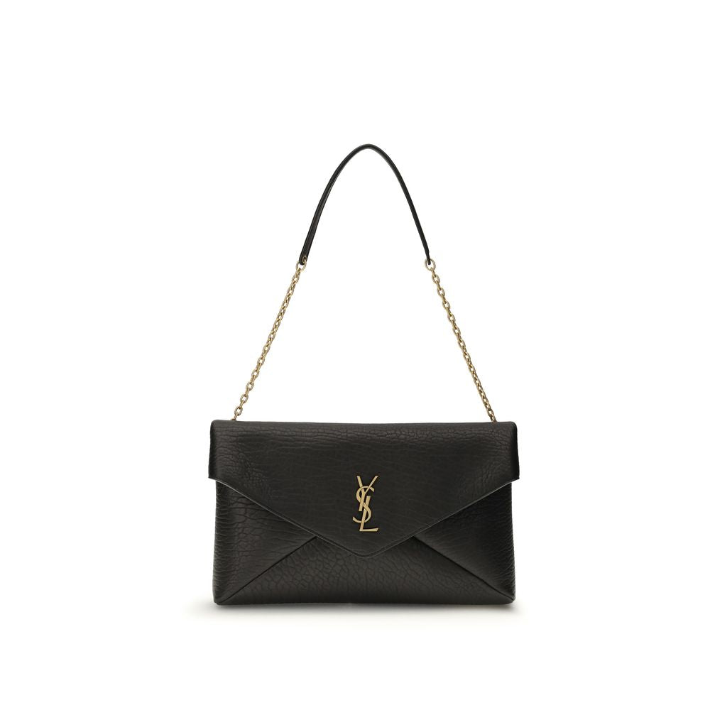 Saint Laurent Schwarze Lamm-Clutch-Tasche Ovis Aries Aries