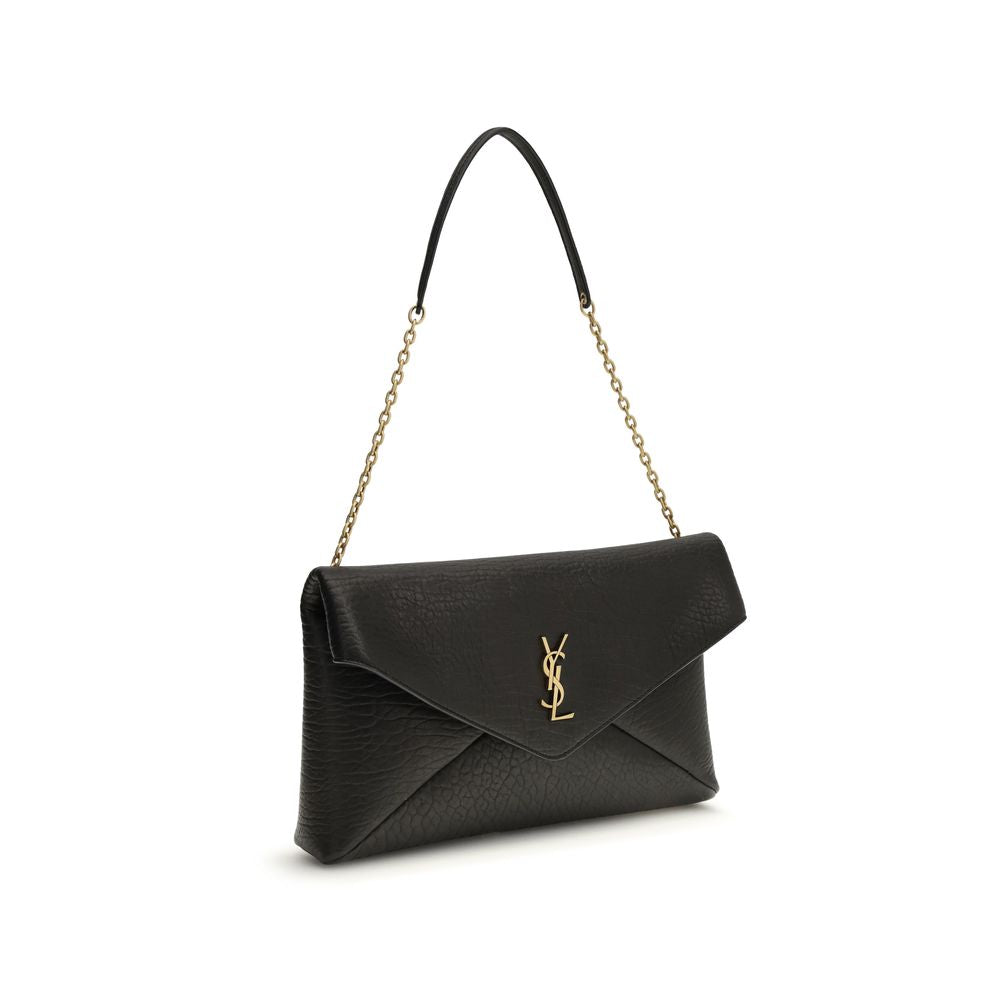 Saint Laurent Schwarze Lamm-Clutch-Tasche Ovis Aries Aries