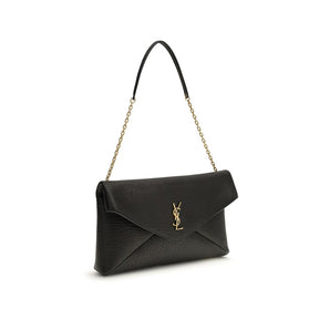 Saint Laurent Schwarze Lamm-Clutch-Tasche Ovis Aries Aries