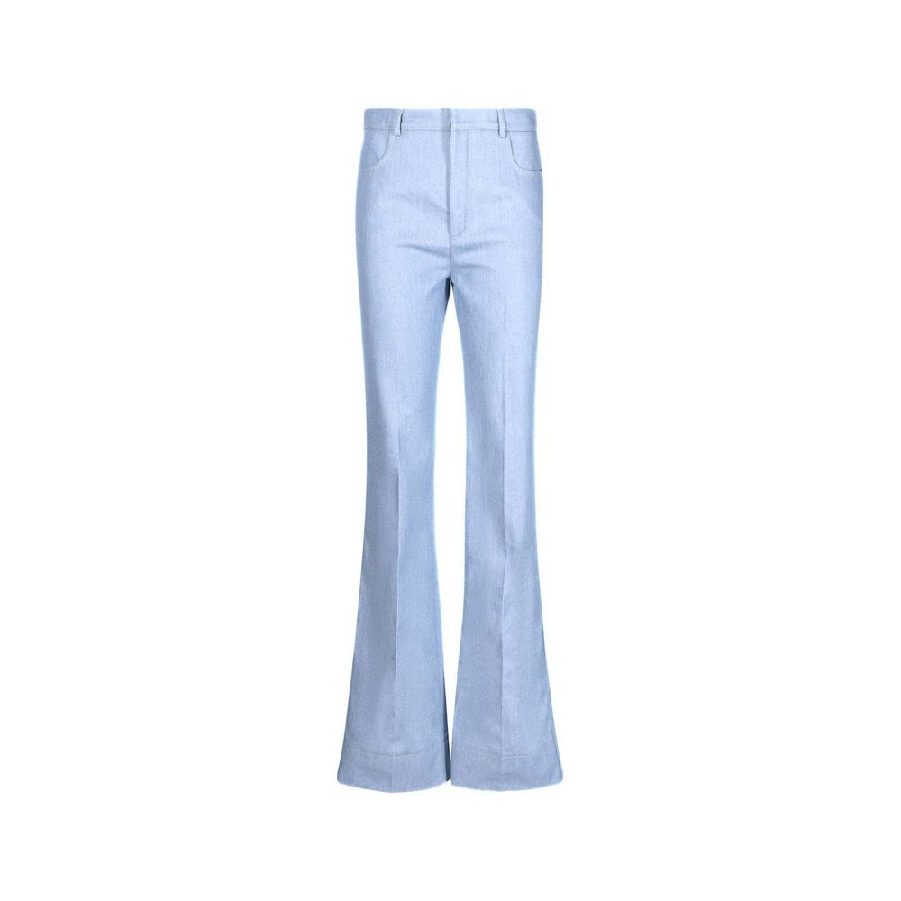 Saint Laurent Blaue Baumwoll-Hosen mit weitem Bein