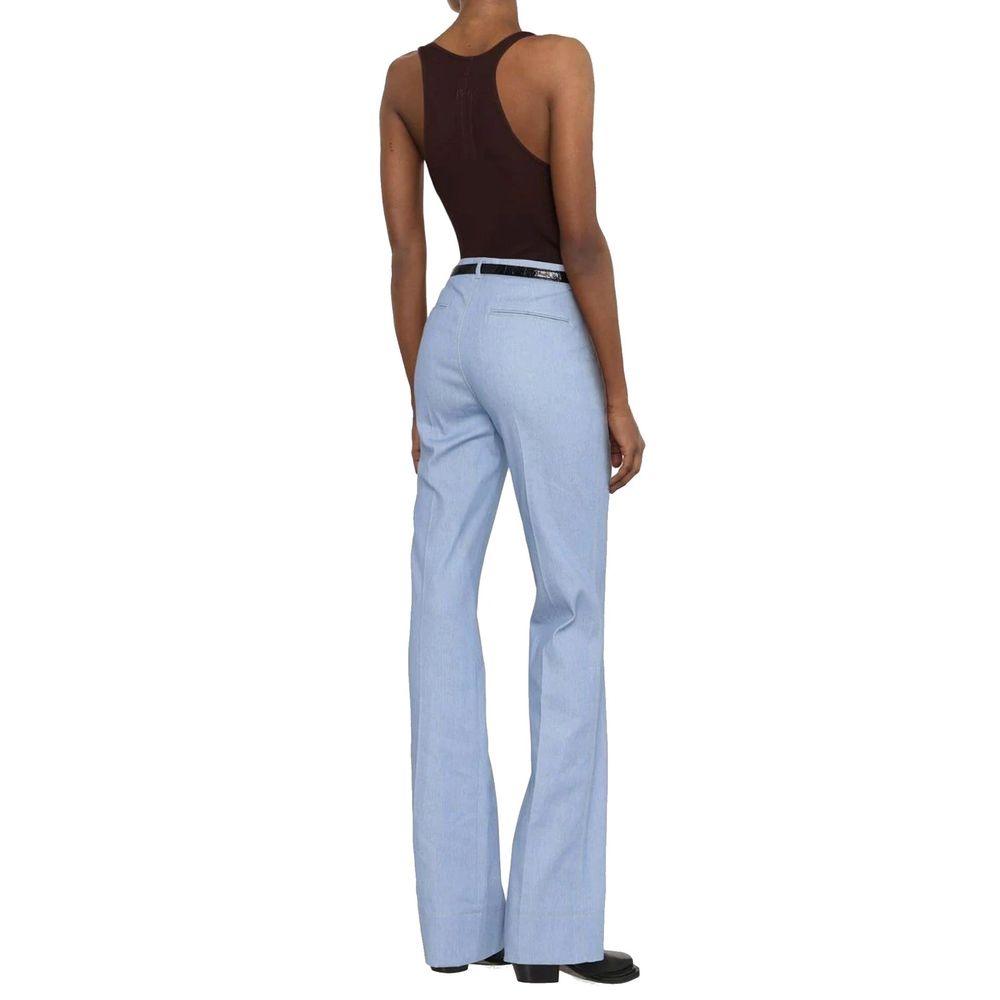 Saint Laurent Blaue Baumwoll-Hosen mit weitem Bein