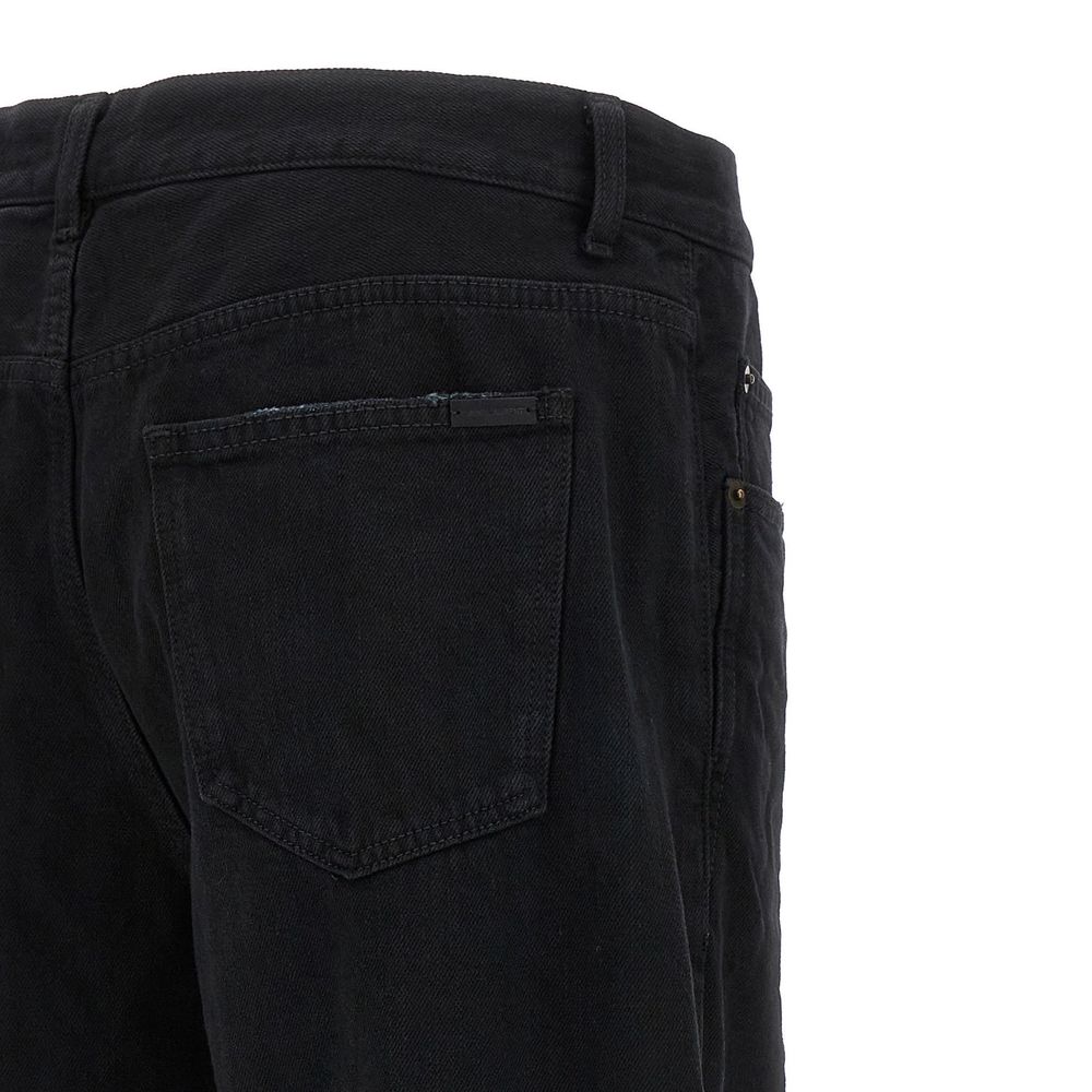 Saint Laurent Schwarze Baumwoll-Jeans mit lockerer Passform
