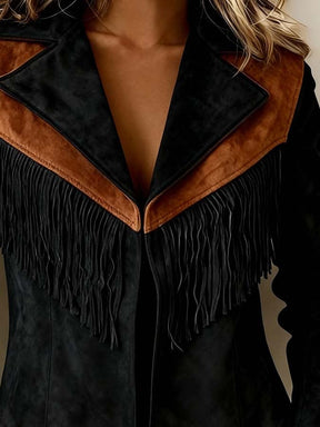 Winter Retro Fransenjacke Damen – warm, stylisch, casual