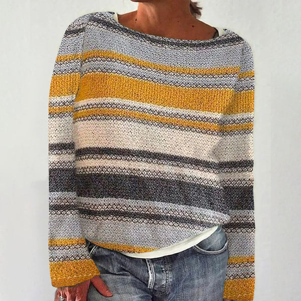 Herbst-Highlight: Kuscheliger Gelb Gestreifter Rundhals Pullover