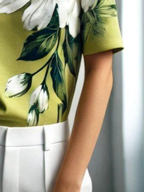 Youthful Floral Print Green Top - Herbstshafter Stil & Komfort