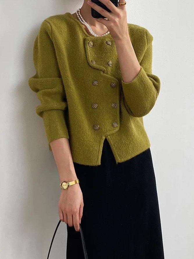 Elegant Plain Long Sleeve Sweater - Dein perfekter kuscheliger Herbstbegleiter