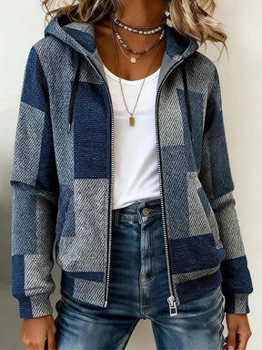 Winter Hoodie Color Block Blau Grau – warm & stylisch