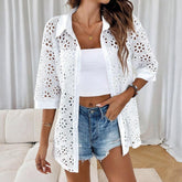 Chic White Plain Collared Outerwear: Dein strahlender Herbstbegleiter
