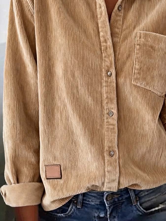 Winter Cordhemd Damen camel – warmes Casual Overshirt