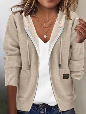 Stylischer Brown Hoodie Long Sleeve Cardigan - Perfekt für den Herbst