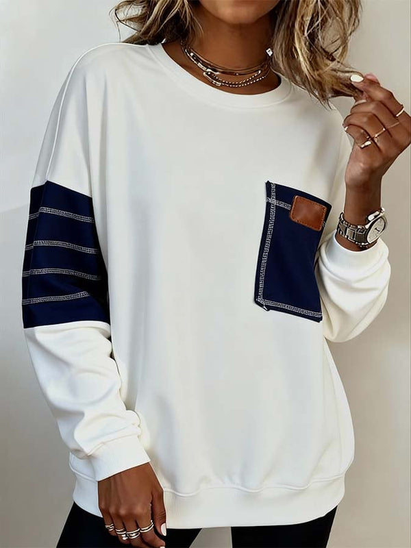 Kuscheliges Oversize Winter Sweatshirt cremeweiß navy Damen