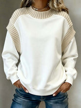 Winter Damen Colorblock Pullover warm kuschelig Off-White