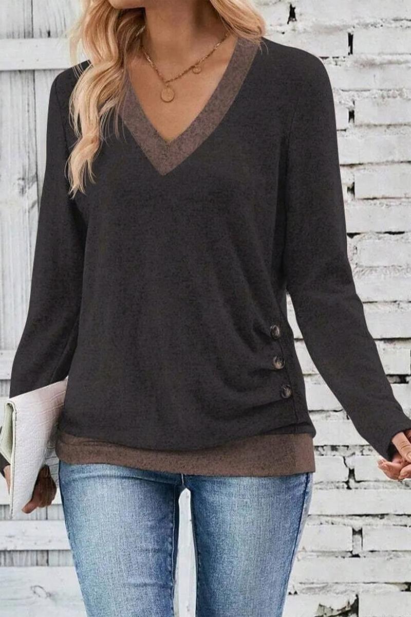 Winter-Chic Luxus V-Neck Top in Schwarz - Modisch & Wärmend