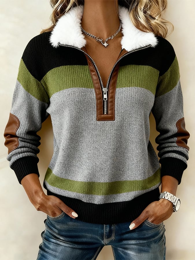 Winter Colorblock Sweatshirt Damen warm & stylisch S–5XL