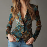 Elegant Blue Long Sleeve Blazer - Meisterwerk für Herbstlooks