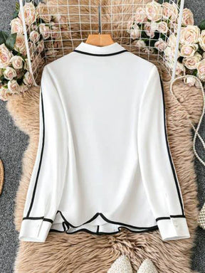 Black And White Color Block Shirt - Herbstsmode mit Stil und Komfort