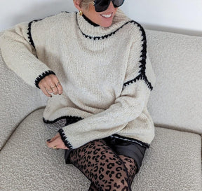 Herbstlicher Soft Khaki High Neck Sweater - Stilvoll & Kuschelig Warm