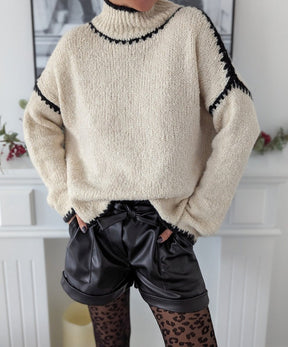 Herbstlicher Soft Khaki High Neck Sweater - Stilvoll & Kuschelig Warm