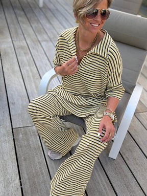 Trendy Geometric Print Kragen-Set - Herbstsmode mit Komfort & Stil