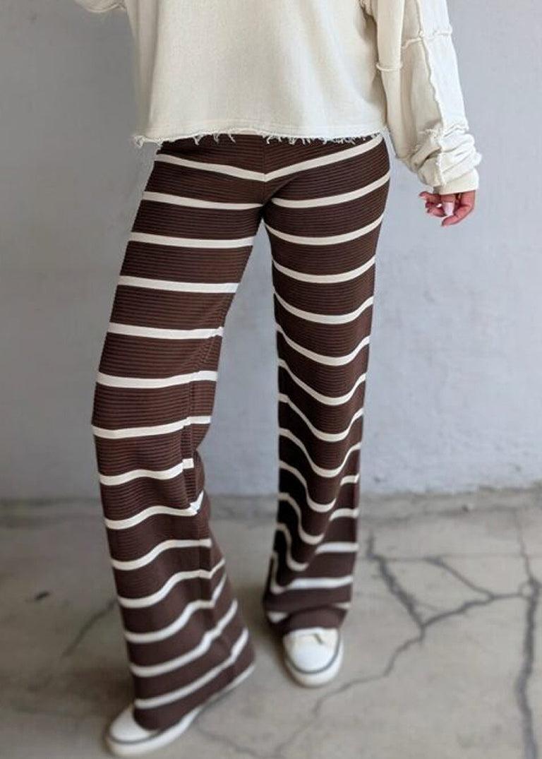 Comfy Elastic Waist Gestreifte Hose - Bequem, Stilvoll und Herbstsfrisch