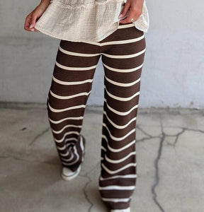 Comfy Elastic Waist Gestreifte Hose - Bequem, Stilvoll und Herbstsfrisch