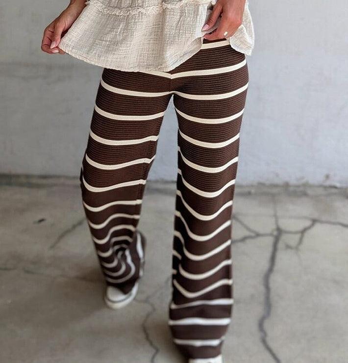Comfy Elastic Waist Gestreifte Hose - Bequem, Stilvoll und Herbstsfrisch