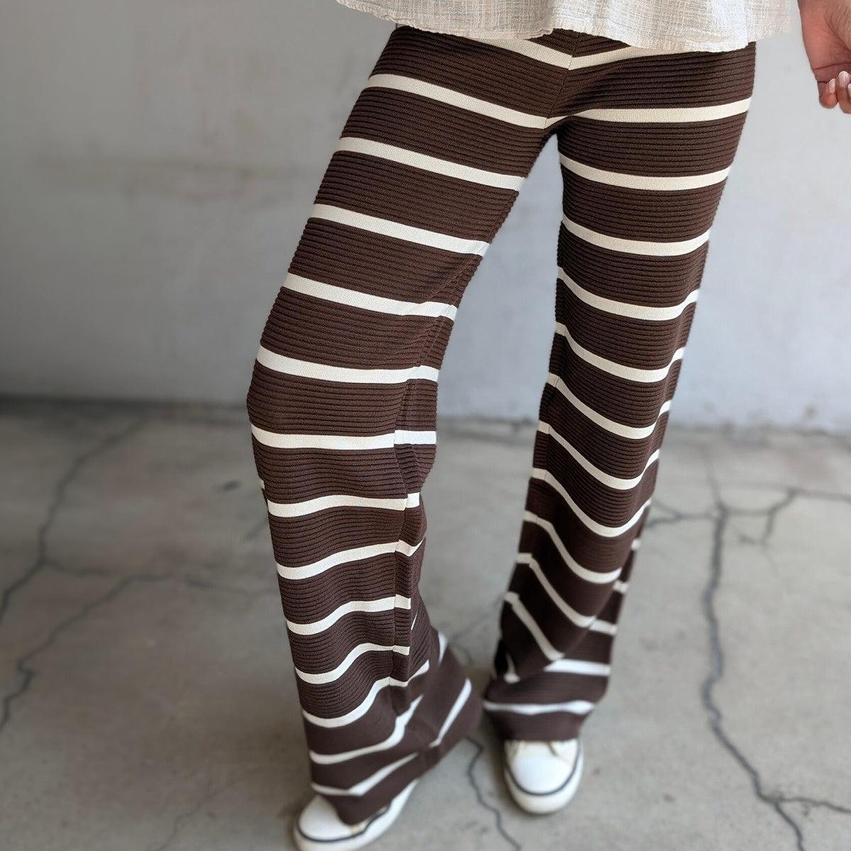 Comfy Elastic Waist Gestreifte Hose - Bequem, Stilvoll und Herbstsfrisch