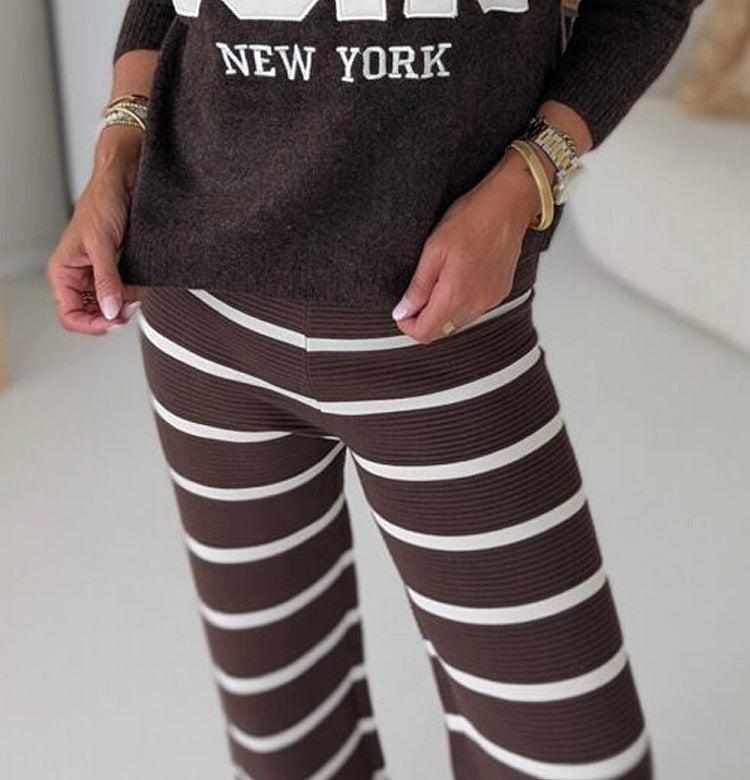 Comfy Elastic Waist Gestreifte Hose - Bequem, Stilvoll und Herbstsfrisch